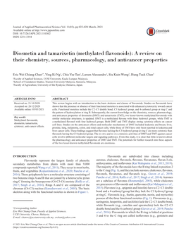 Diosmetin and Tamarixetin (Methylated Flavonoids): a Review on Their Chemistry, Sources, Pharmacology, and Anticancer Properties