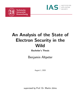 An Analysis of the State of Electron Security in the Wild Bachelor’S Thesis