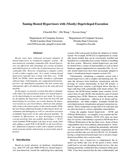 Taming Hosted Hypervisors with (Mostly) Deprivileged Execution