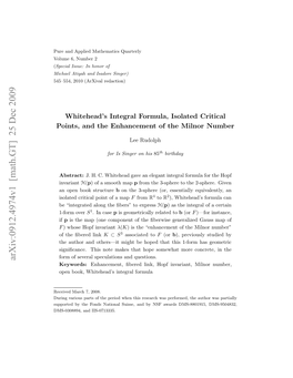 Whitehead's Integral Formula, Isolated Critical Points, and The