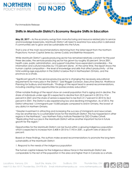 Shifts in Manitoulin District's Economy Require