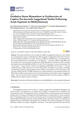 Oxidative Stress Biomarkers in Erythrocytes of Captive Pre-Juvenile Loggerhead Turtles Following Acute Exposure to Methylmercury