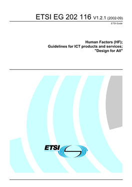 EG 202 116 V1.2.1 (2002-09) ETSI Guide