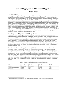 Mineral Mapping with AVIRIS and EO-1 Hyperion
