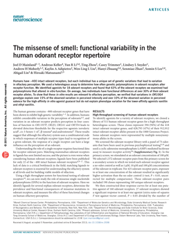 Functional Variability in the Human Odorant Receptor Repertoire
