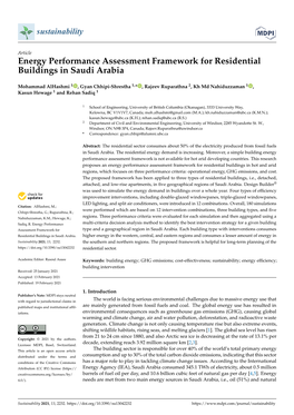 Energy Performance Assessment Framework for Residential Buildings in Saudi Arabia