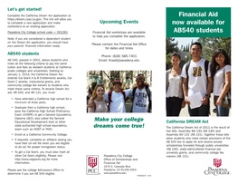 Download PCC's AB540 Financial Aid Brochure