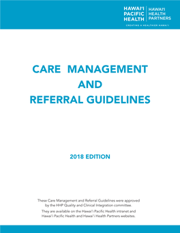 Care Management and Referral Guidelines