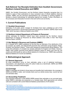 Comparison of Sub-National Tax Receipts Estimates from Scottish Government and HMRC