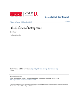 The Defence of Entrapment