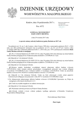 Uchwala Nr XXXII/299/17 Z Dnia 29 Wrzesnia 2017 R