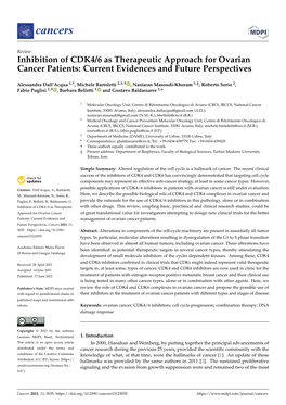 Inhibition of CDK4/6 As Therapeutic Approach for Ovarian Cancer Patients: Current Evidences and Future Perspectives