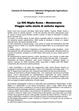 La 500 Miglia Roma – Montercarlo Viaggio Nella Storia Di Antiche Signore