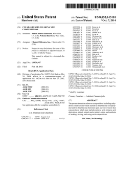 (12) United States Patent (10) Patent No.: US 8,852,615 B1 Harrison Et Al