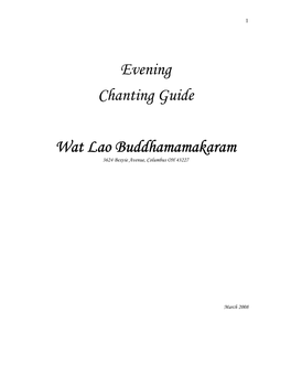 Evening Chanting Guide Wat Lao Buddhamamakaram