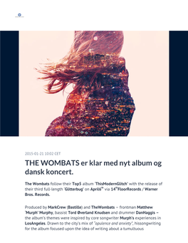 THE WOMBATS Er Klar Med Nyt Album Og Dansk Koncert