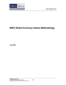 MSCI Global Currency Indices Methodology