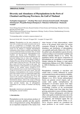 Diversity and Abundance of Phytoplankton in the Ports of Chonburi and Rayong Provinces, the Gulf of Thailand