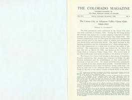 COLORADO MAGAZINE Published Bi-Monthly by the State Historical Society of Colorado