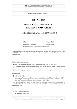 The Local Justice Areas (No. 2) Order 2014