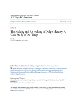 The Making and Re-Making of Dolpo Identity a Case Study of Do-Tarap