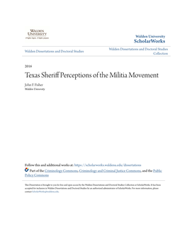 Texas Sheriff Perceptions of the Militia Movement