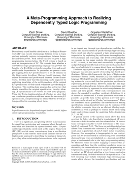 A Meta-Programming Approach to Realizing Dependently Typed Logic Programming