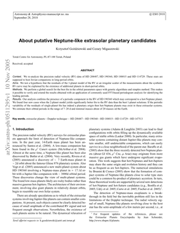 About Putative Neptune-Like Extrasolar Planetary Candidates