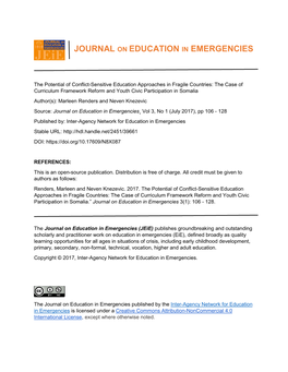 Journal on Education in Emergencies