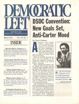 DSOC Convention: New Goals Set, EDITED by MICHAEL HARRINGTON