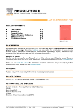 PHYSICS LETTERS B Particle Physics, Nuclear Physics and Cosmology