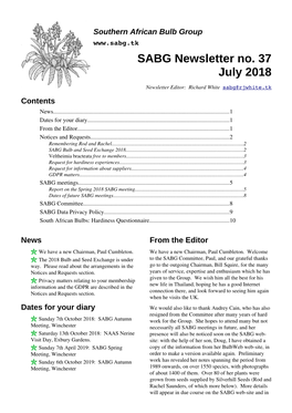 SABG Newsletter No. 37 July 2018