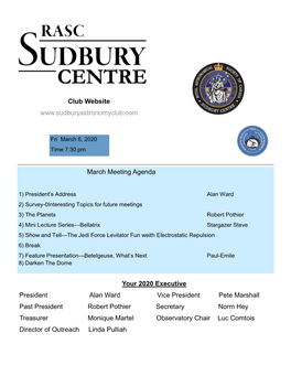 RASC -Sudbury Centre Newsletter March