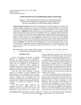 Architectural Review of Load Balancing Single System Image