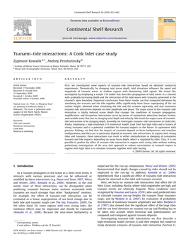 Tsunami–Tide Interactions a Cook Inlet Case Study