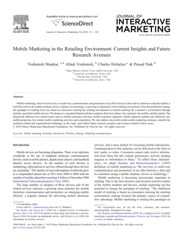 Mobile Marketing in the Retailing Environment