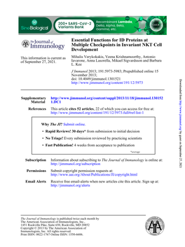 Development Multiple Checkpoints in Invariant NKT Cell Essential