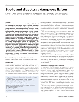 Stroke and Diabetes: a Dangerous Liaison