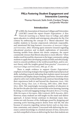 Pals: Fostering Student Engagement and Interactive Learning Thomas Hancock, Stella Smith, Candace Timpte, and Jennifer Wunder