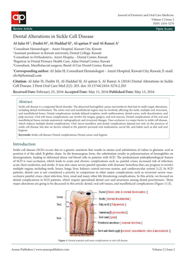 Dental Alterations in Sickle Cell Disease