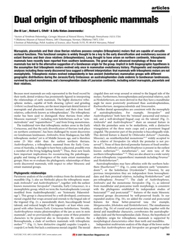 Dual Origin of Tribosphenic Mammals