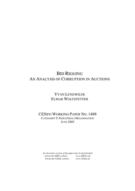 Bid Rigging an Analysis of Corruption in Auctions