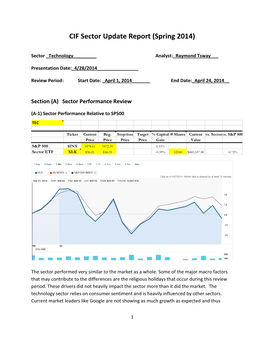 CIF Sector Update Report (Spring 2014)