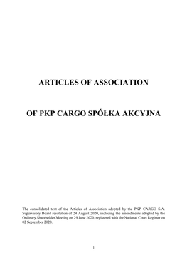 Articles of Association of PKP CARGO S.A