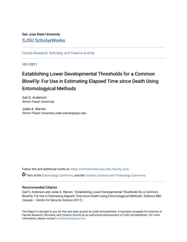 Establishing Lower Developmental Thresholds for a Common Blowfly: for Use in Estimating Elapsed Time Since Death Using Entomologyical Methods