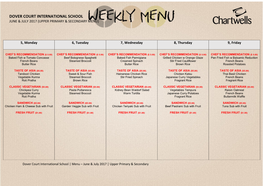 Dover Court International School June & July 2017 (Upper Primary & Secondary Menu)