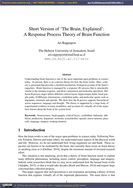 The Brain, Explained’: a Response Process Theory of Brain Function