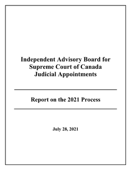 Independent Advisory Board for Supreme Court of Canada Judicial Appointments