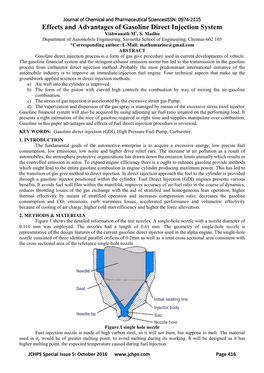 Effects and Advantages of Gasoline Direct Injection System Vishwanath M*, S