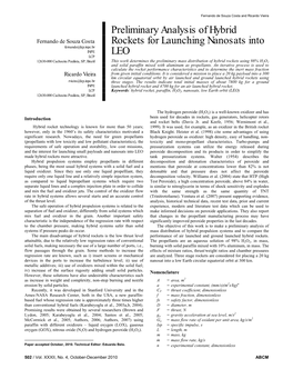 Preliminary Analysis of Hybrid Rockets for Launching Nanosats Into LEO